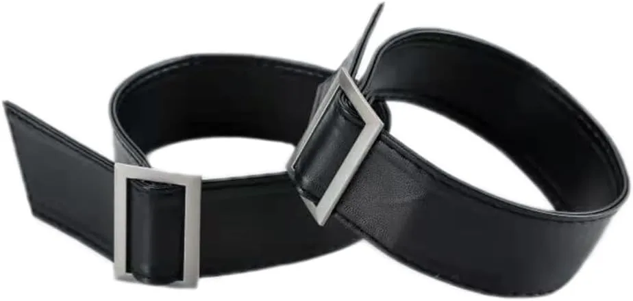 1 Pair Faux Leather Detachable Wrist Cuff Replacement with Adjustable Buckles for Wind Trench Coat Jacket