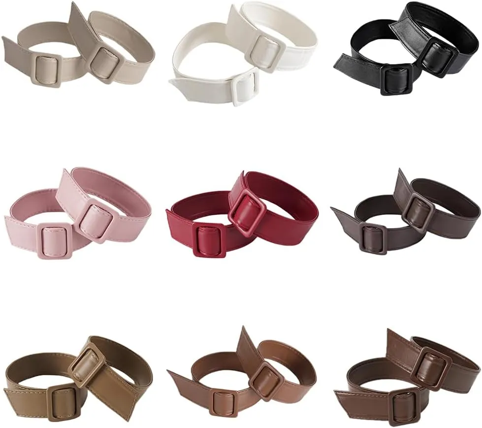 1 Pair Faux Leather Detachable Wrist Cuff Replacement with Adjustable Buckles for Wind Trench Coat Jacket