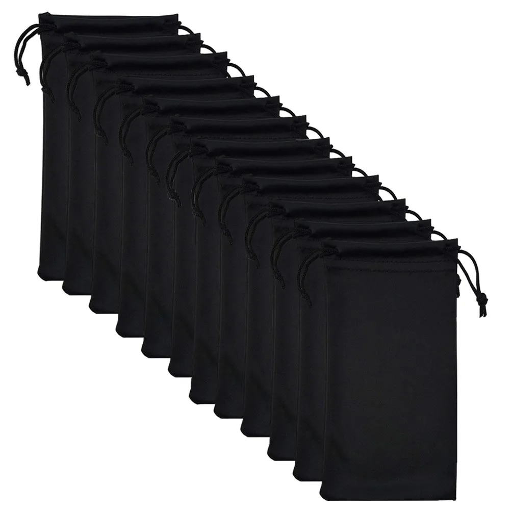 12 Lot Black Micro Fib Sunglasses Carrying Pouch Case Bag Storage Sleeve Phone