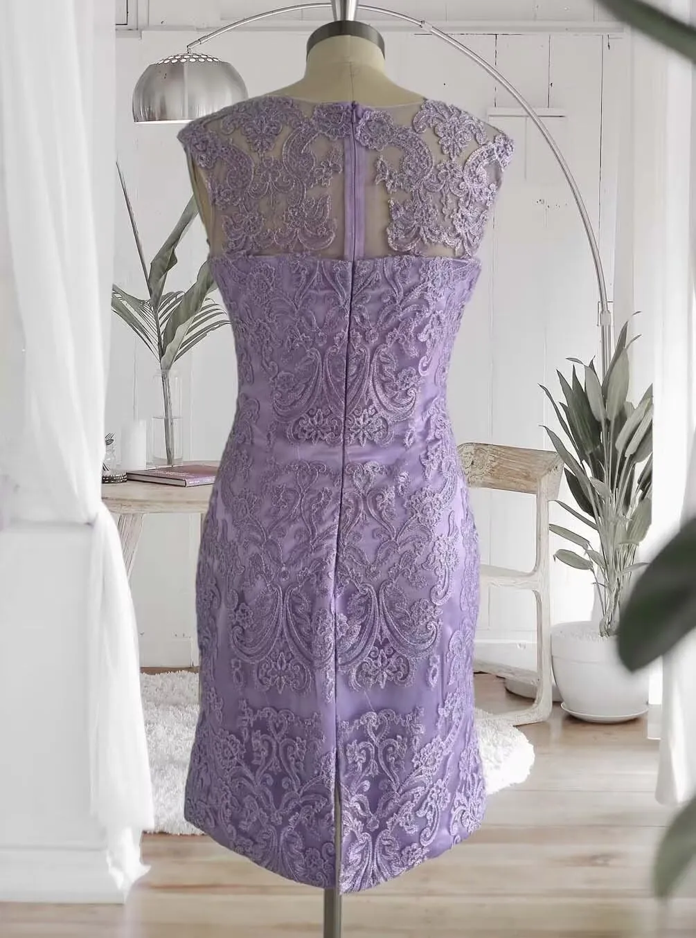 2 Pieces Mother of The Bride Dresses with Jacket Laces Appliques Mother of The Groom Dresses for Wedding Tea Length