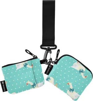 2PCS Coin Purse Wristlet Wallets Keychain Wallet Zip Around Portable Wallet with Detachable Dual Pouch Pretty Goose