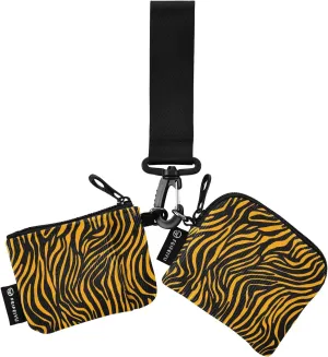2PCS Coin Purse Wristlet Wallets Keychain Wallet Zip Around Portable Wallet with Detachable Dual Pouch Tiger Skin Print