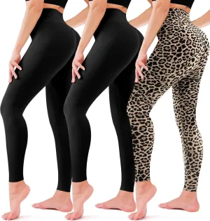 3 Pack Leggings for Women-No See-Through High Waisted Tummy Control Yoga Pants Workout Running Legging