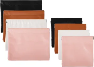8 Pcs Small Makeup Bags, No Zipper Self-Closing Cosmetic Pocket, Waterproof Mini Travel Cosmetic Bags, Portable PU Leather Pouches for Purse, Mini Storage Organizers for Daily Use and Travel