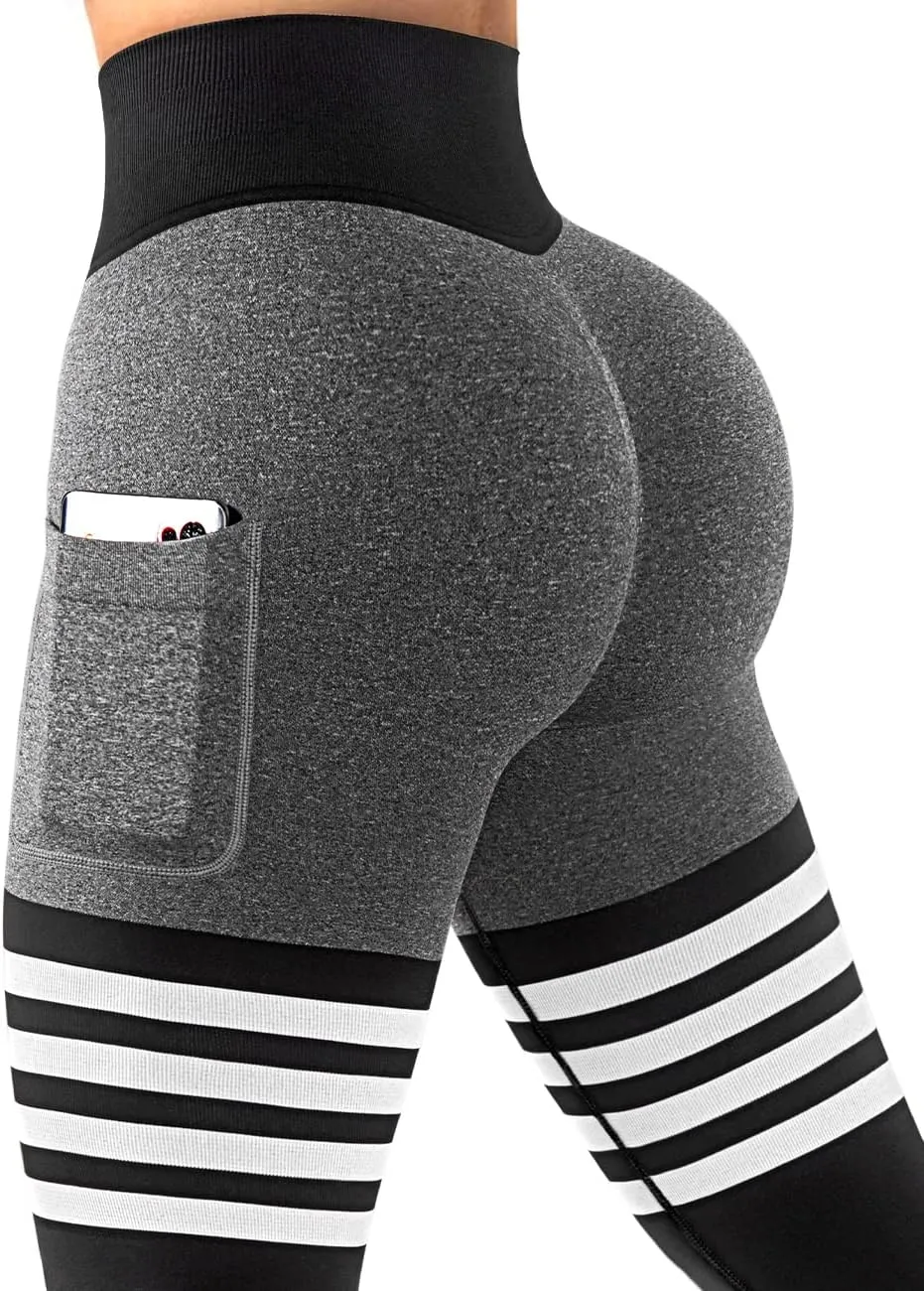 A AGROSTE Seamless Workout Leggings for Women Scrunch Butt Lifting Leggings Booty High Waisted Yoga Pants