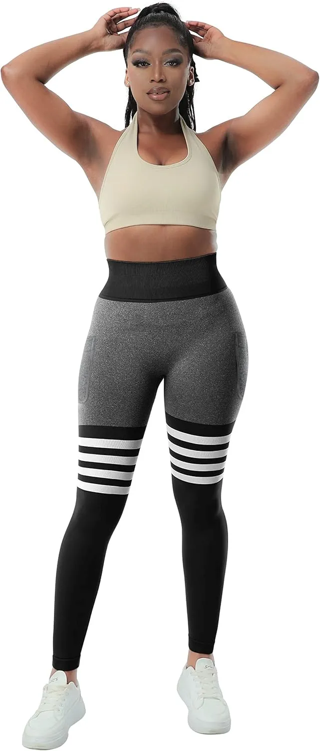A AGROSTE Seamless Workout Leggings for Women Scrunch Butt Lifting Leggings Booty High Waisted Yoga Pants