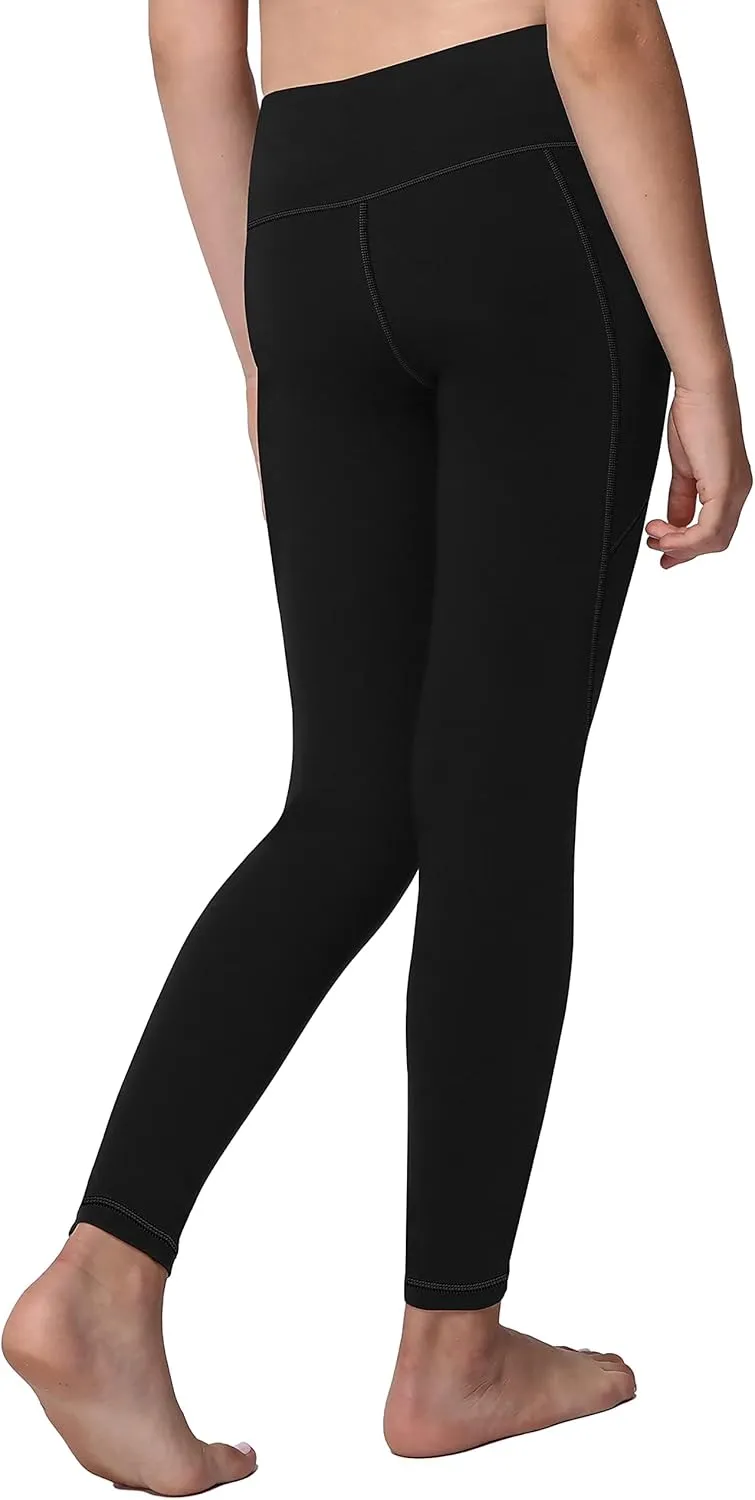 AENLLEY Yoga Active Leggings for Girls with 2 Pockets - Kids Workout Yoga Pants for Athletic (Pack of 2