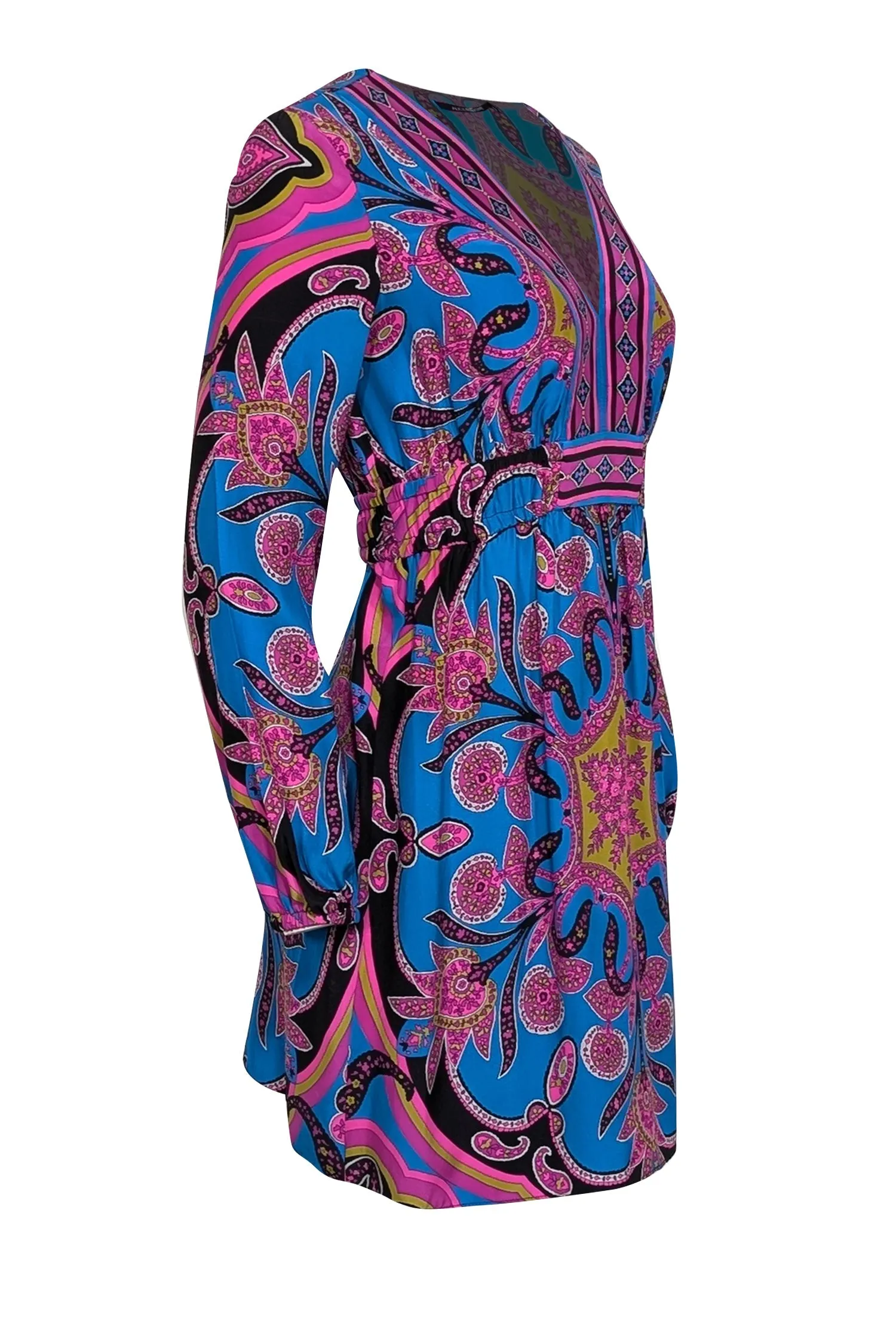 Alice & Trixie - Blue w/ Purple Paisley Print Silk Dress Sz XS