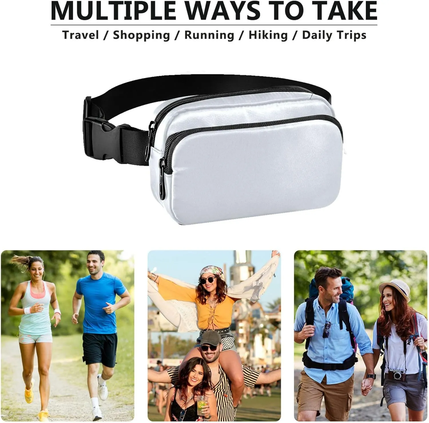 Alice Blue Fanny Pack for Women Hip Pack Belt Pouch Waterproof Bright Waist Pouches for Men