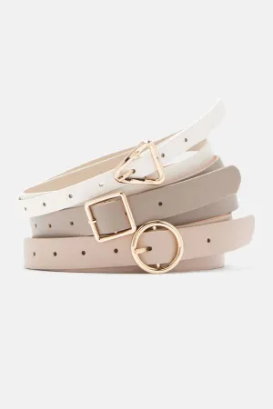 All Different Shapes Trio Belt Set - Taupe/combo