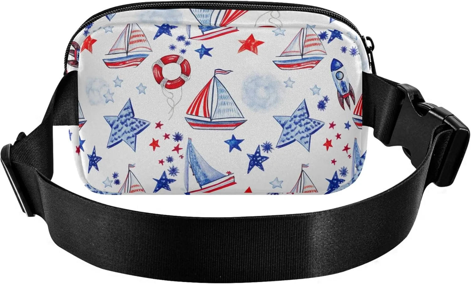 American Flag Ship Women Fanny Packs Waterproof Hip Pouch Belt Bag Trendy Waist Pouches for Men