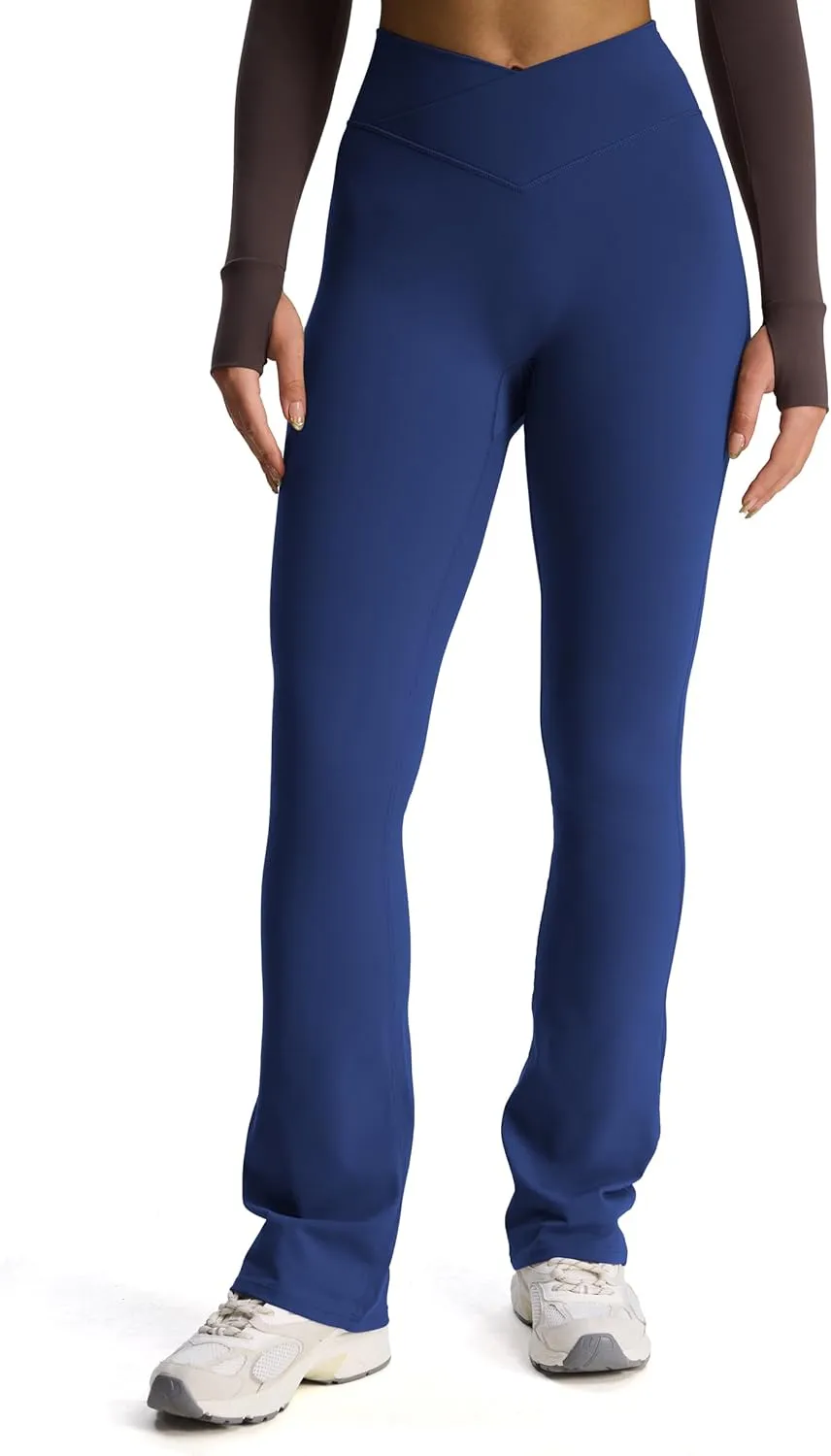 Aoxjox Flare Leggings for Women Trinity Tummy Control High Waisted Wide Leg Crosswaist Yoga Pants 29"/31"/33"