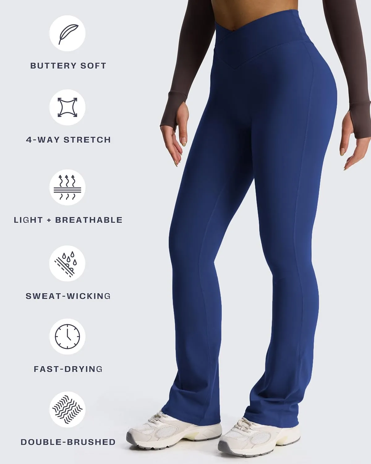Aoxjox Flare Leggings for Women Trinity Tummy Control High Waisted Wide Leg Crosswaist Yoga Pants 29"/31"/33"