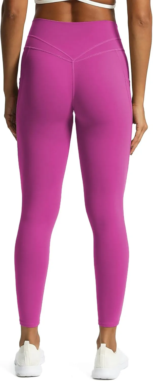 Aoxjox Trinity High Waisted Yoga Pants with Pockets for Women Tummy Control Cross-Waist Buttery Soft Workout Leggings 26"