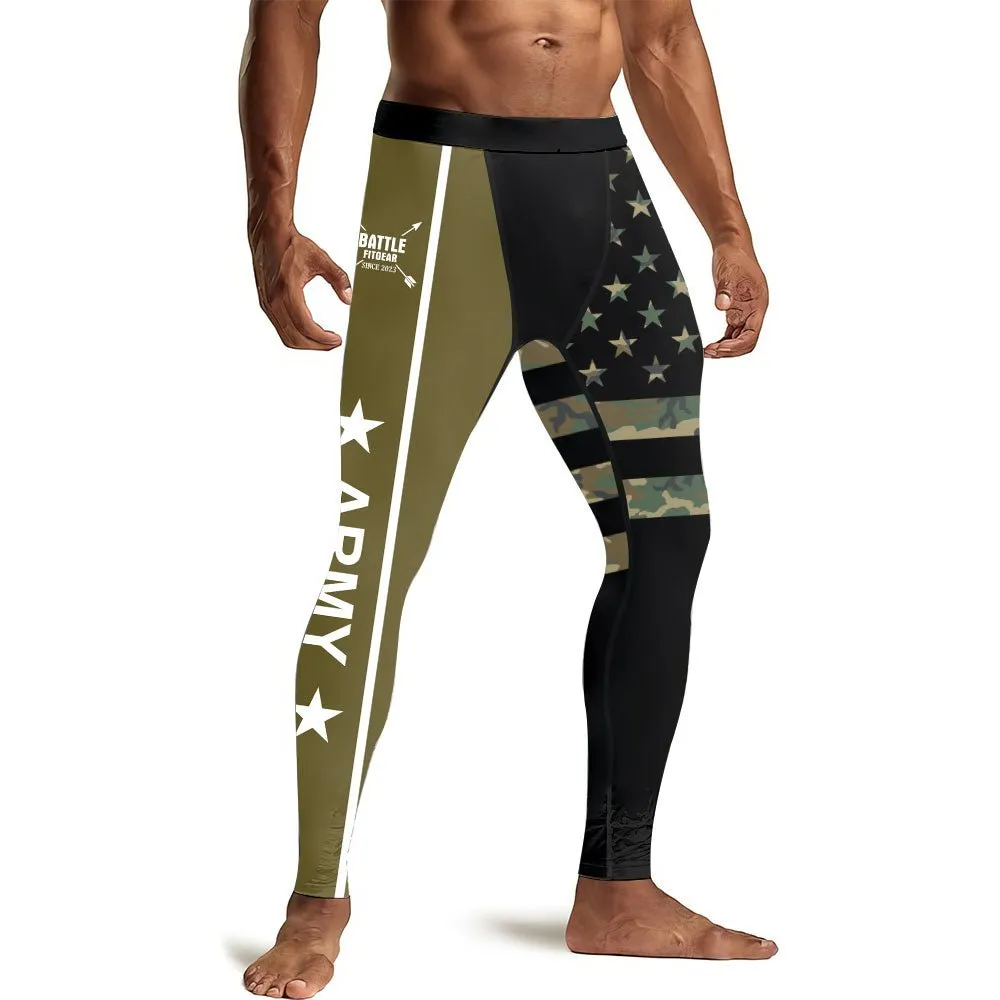 Army Camo Flag Men's Compression Leggings