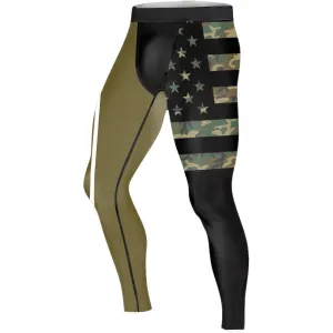Army Camo Flag Men's Compression Leggings