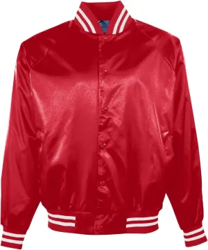 Augusta Sportswear Satin baseball jacket/striped trim - RED/WHITE - L