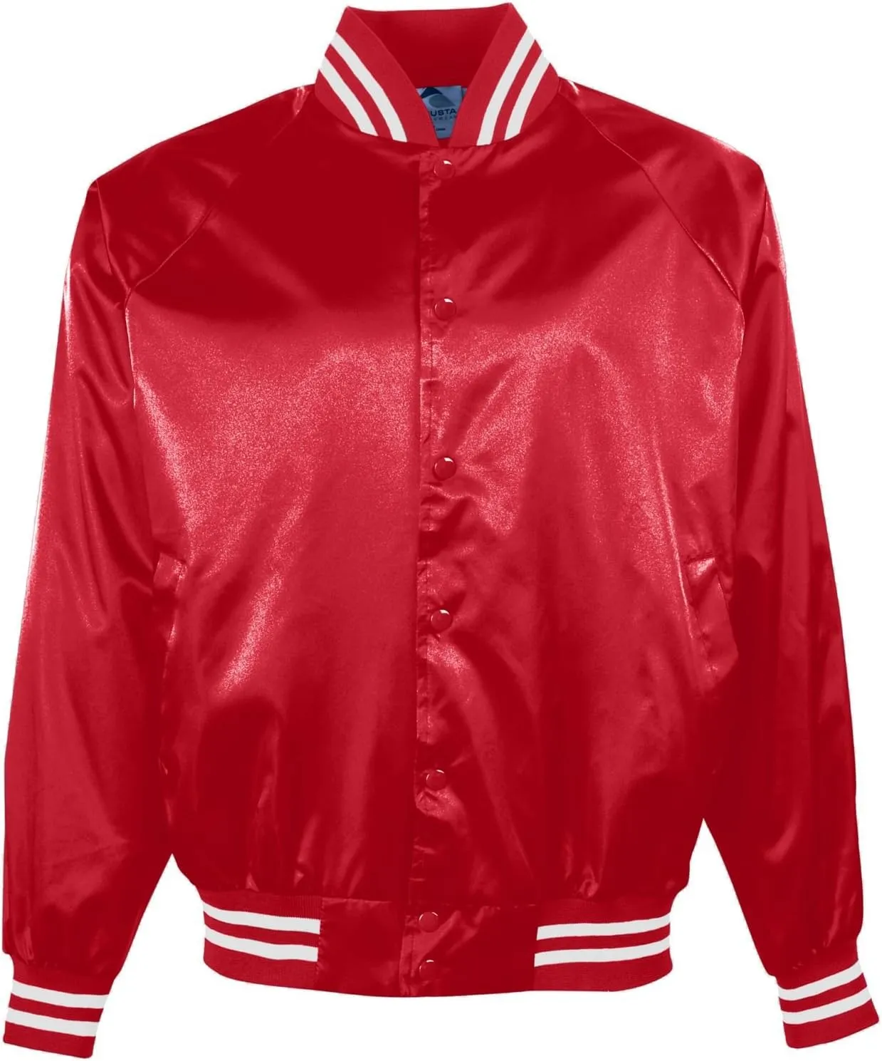 Augusta Sportswear Satin baseball jacket/striped trim - RED/WHITE - L