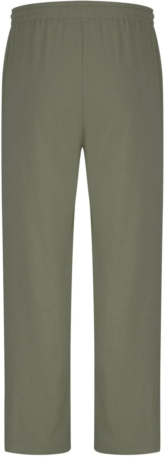 Aymnlox Mens Lightweight Casual Pants Drawstring Elastic Waist Joggers Pants Loose Baggy Straight Fit Hiking Long Sweatpants