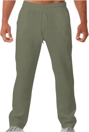 Aymnlox Mens Lightweight Casual Pants Drawstring Elastic Waist Joggers Pants Loose Baggy Straight Fit Hiking Long Sweatpants