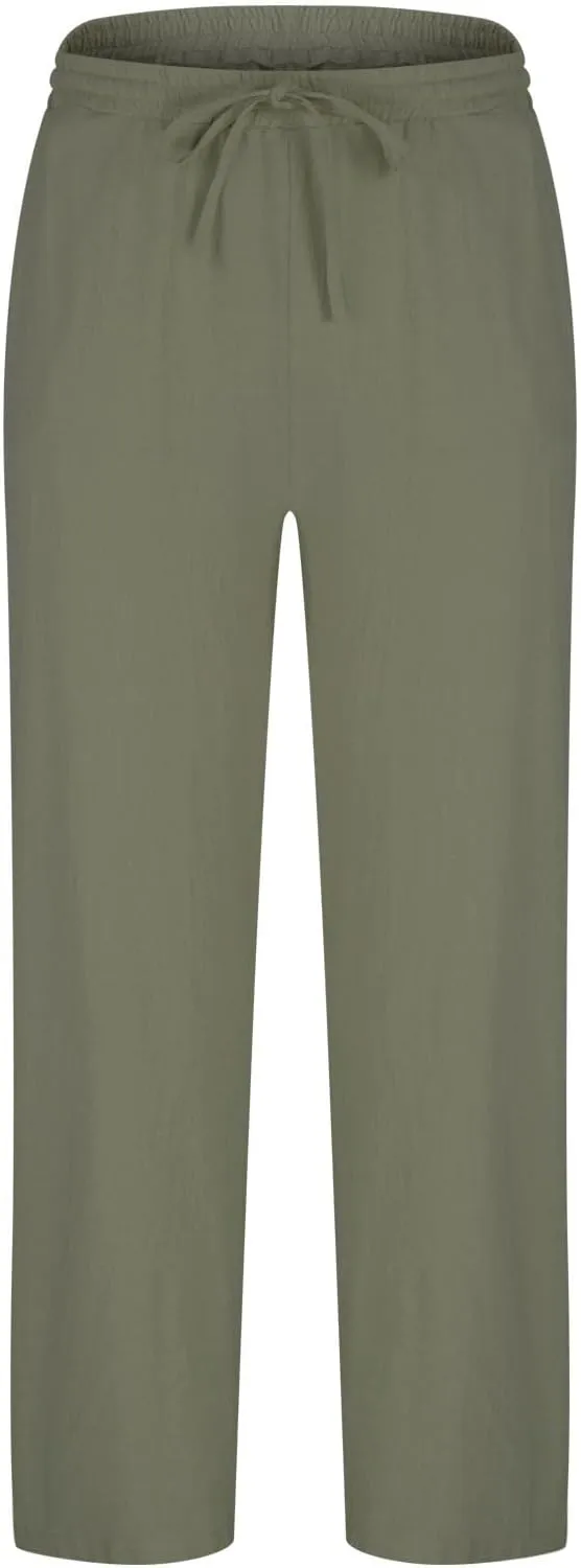 Aymnlox Mens Lightweight Casual Pants Drawstring Elastic Waist Joggers Pants Loose Baggy Straight Fit Hiking Long Sweatpants