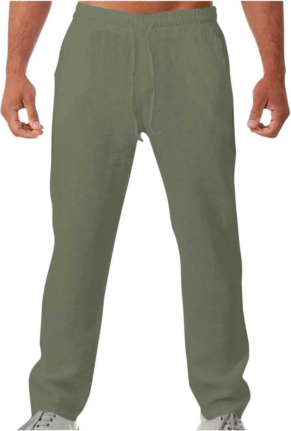 Aymnlox Mens Lightweight Casual Pants Drawstring Elastic Waist Joggers Pants Loose Baggy Straight Fit Hiking Long Sweatpants