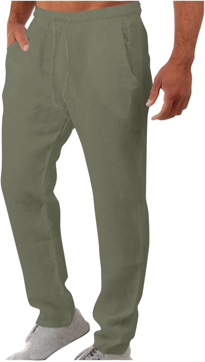 Aymnlox Mens Lightweight Casual Pants Drawstring Elastic Waist Joggers Pants Loose Baggy Straight Fit Hiking Long Sweatpants