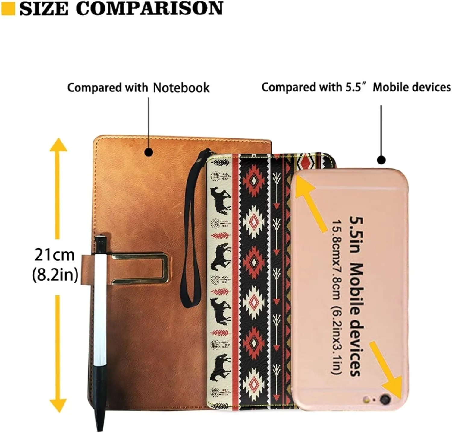 Aztec Card Holder Western Horse Wallets Women's Long Slim Wristlet Handbags Leather Zip Around Coin Purse Pouches