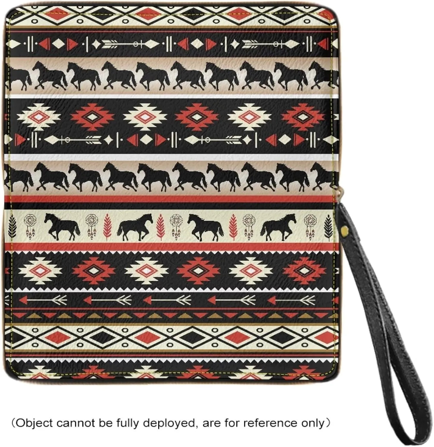 Aztec Card Holder Western Horse Wallets Women's Long Slim Wristlet Handbags Leather Zip Around Coin Purse Pouches