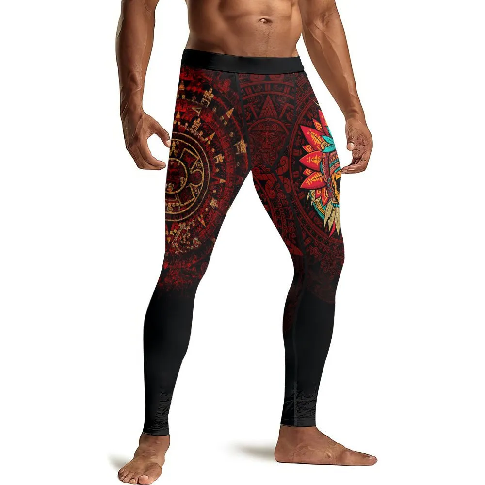 Aztec Eagle Warrior Men's Compression Leggings