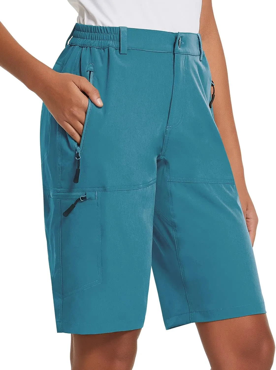 baleaf Women's Long Hiking Bermuda Shorts Quick Dry Summer Golf Shorts Lightweight with Pockets UPF 50  for Camping, Work