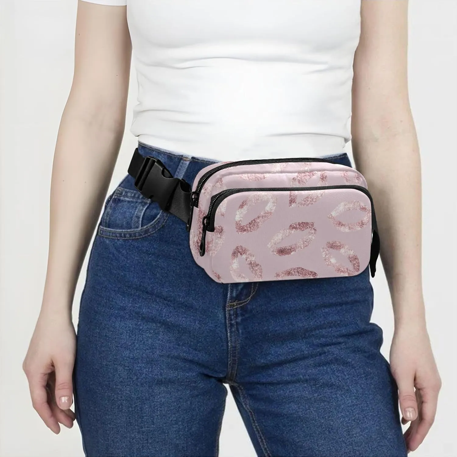 Beautiful Lipstick Kisses Women Fanny Packs Cartoon Hip Pack Belt Pouch Waterproof Waist Pouches for Men