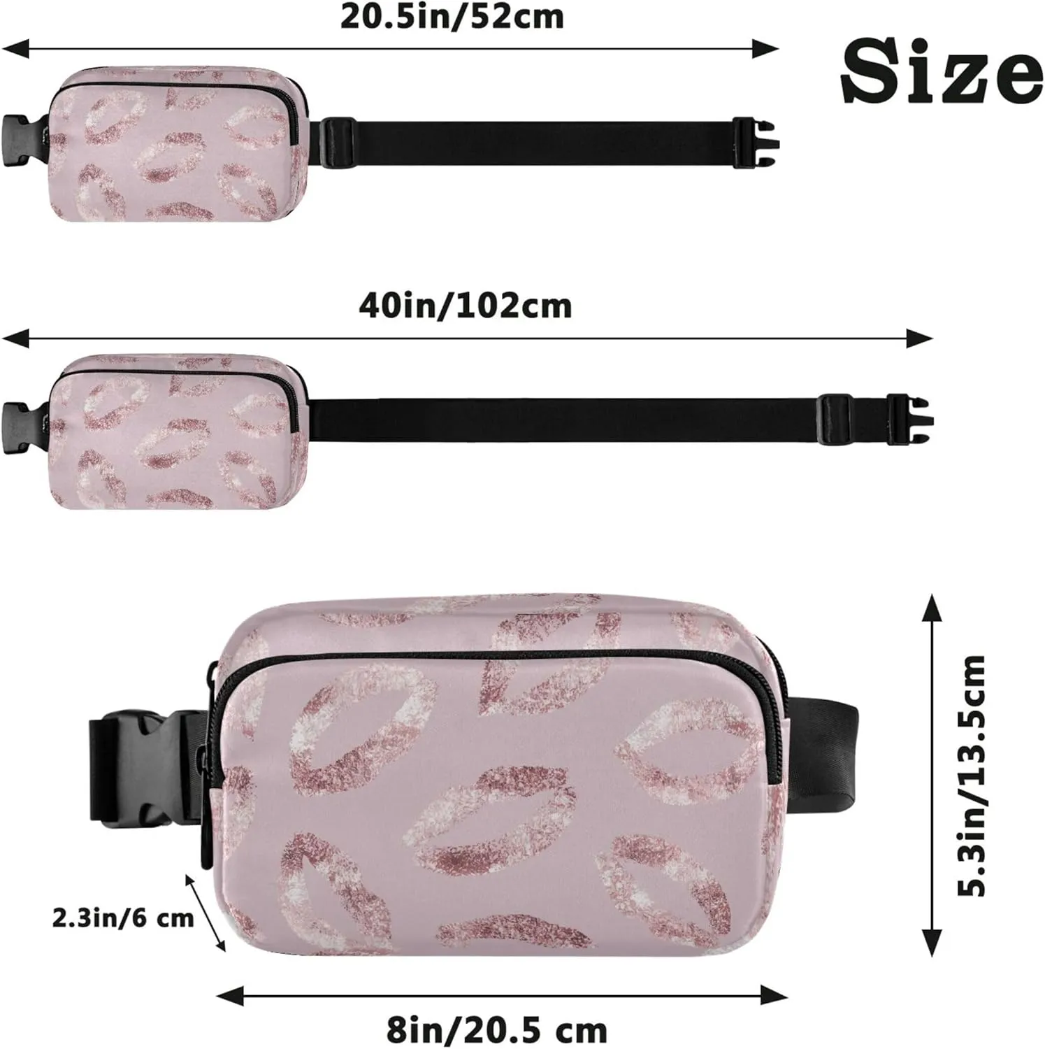Beautiful Lipstick Kisses Women Fanny Packs Cartoon Hip Pack Belt Pouch Waterproof Waist Pouches for Men