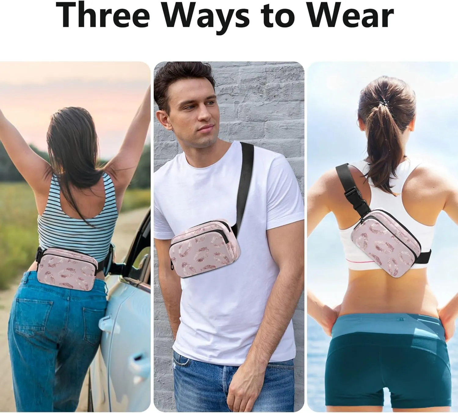 Beautiful Lipstick Kisses Women Fanny Packs Cartoon Hip Pack Belt Pouch Waterproof Waist Pouches for Men