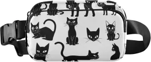Black Cats Clipart Waterproof Fanny Pack for Women Everywhere Belt Bag Fashion Waist Pouches for Men
