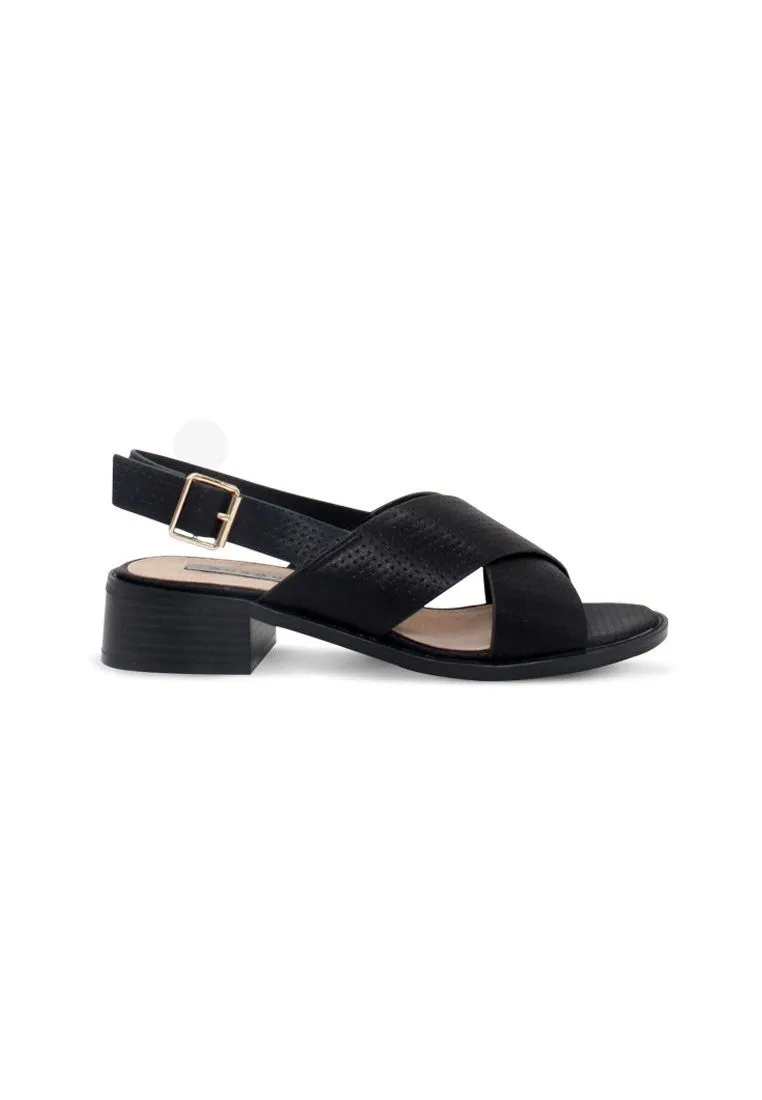 Black Cross Strap Slingback Sandals