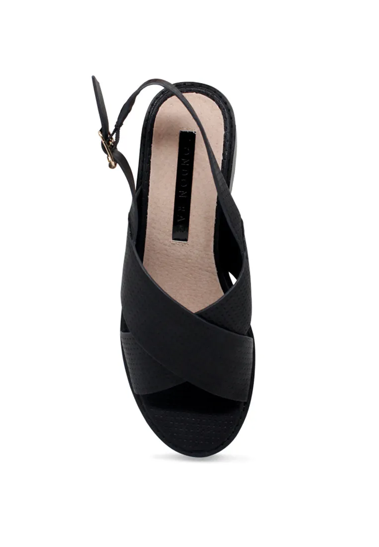 Black Cross Strap Slingback Sandals