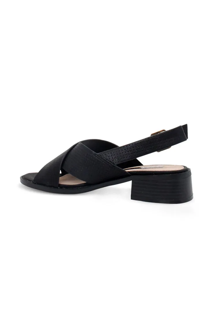 Black Cross Strap Slingback Sandals
