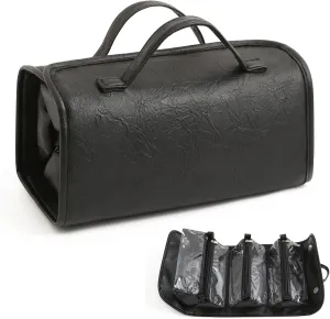 Black Makeup Bag Leather Waterproof Clear Makeup Bag With Compartments Cosmetic Bag Organizer Pouches For Women