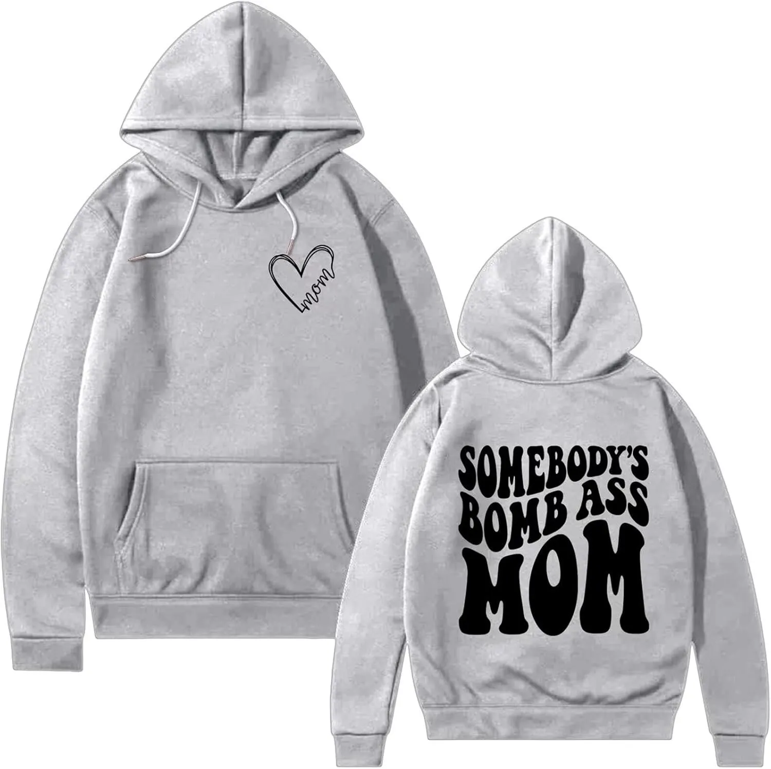 BOYRMSLGY Mama Hoodies for Women Somebody's Bomb Ass Mom Sweatshirt Funny Letter Print Drawstring Pullover Top with Pocket
