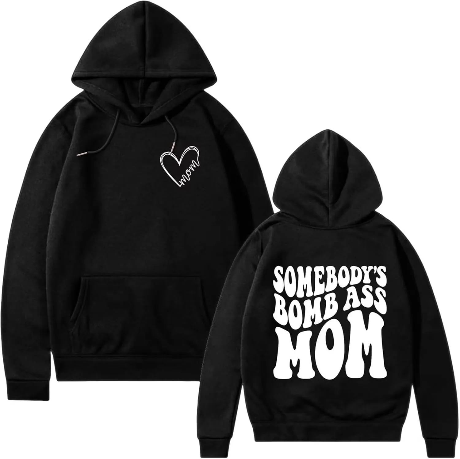 BOYRMSLGY Mama Hoodies for Women Somebody's Bomb Ass Mom Sweatshirt Funny Letter Print Drawstring Pullover Top with Pocket