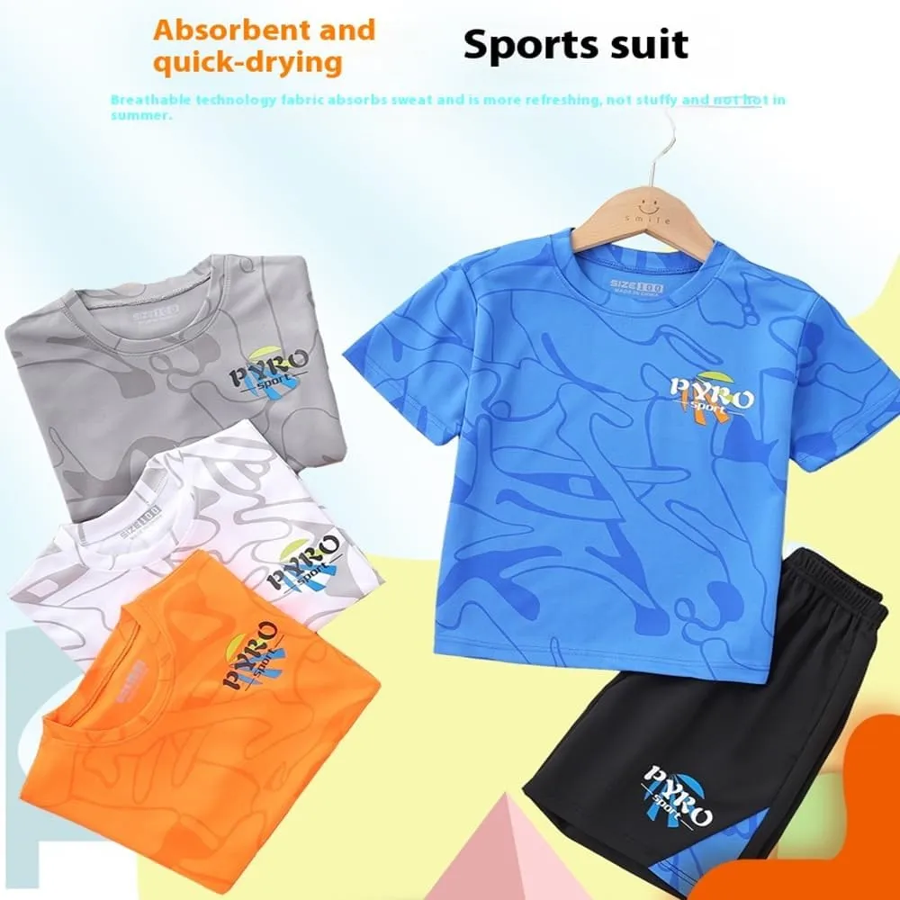 Boys Athletic Short Sets Toddler Quick-Dry Mesh T-Shirt Shorts Outfits Youth 5-13 Y Lightweight Sports School Clothes