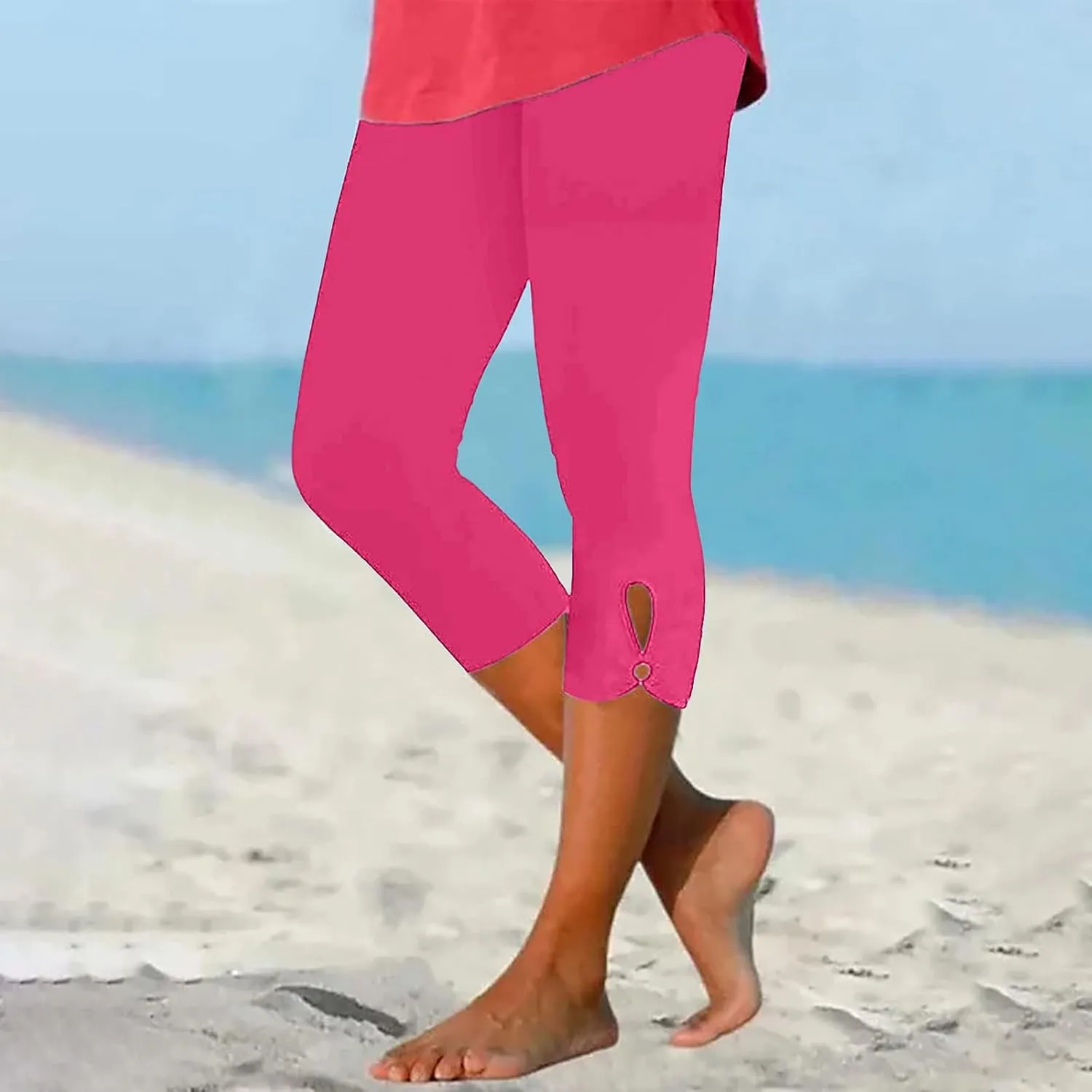 Capri Leggings for Women Summer Dressy Cropped Workout Yoga Leggings Stretch Pants High Waist Gym Compression Capris