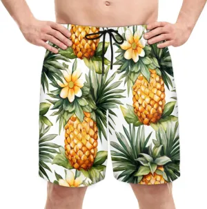 cfpolar Hawaiian Pineapple Fruit Print Mens Swim Trunks 9 Inch Inseam with Mesh Liner Quick Dry Beach Shorts Board Shorts-L