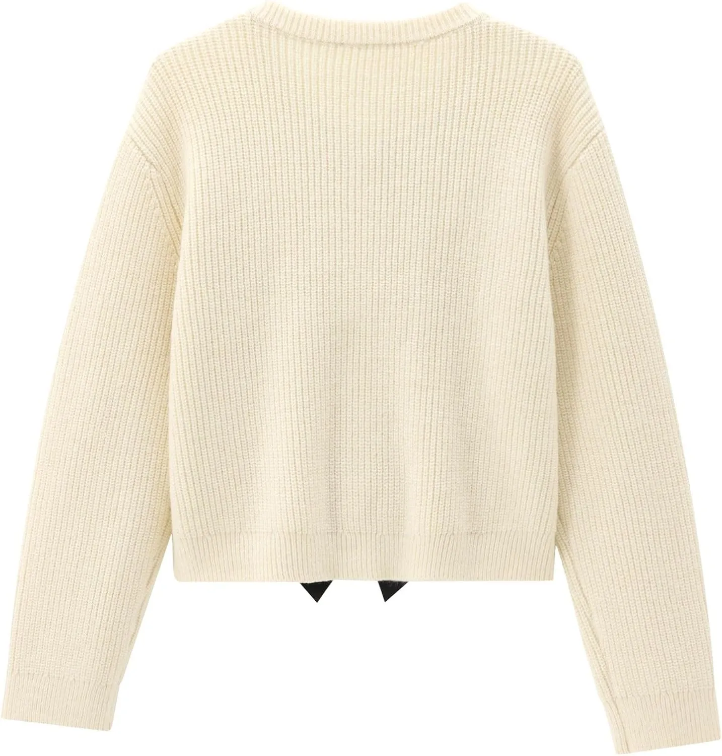 Chevara Womens Bow Tie Knitted Cardigan Y2K Long Sleeve Crew Neck Fall Sweater