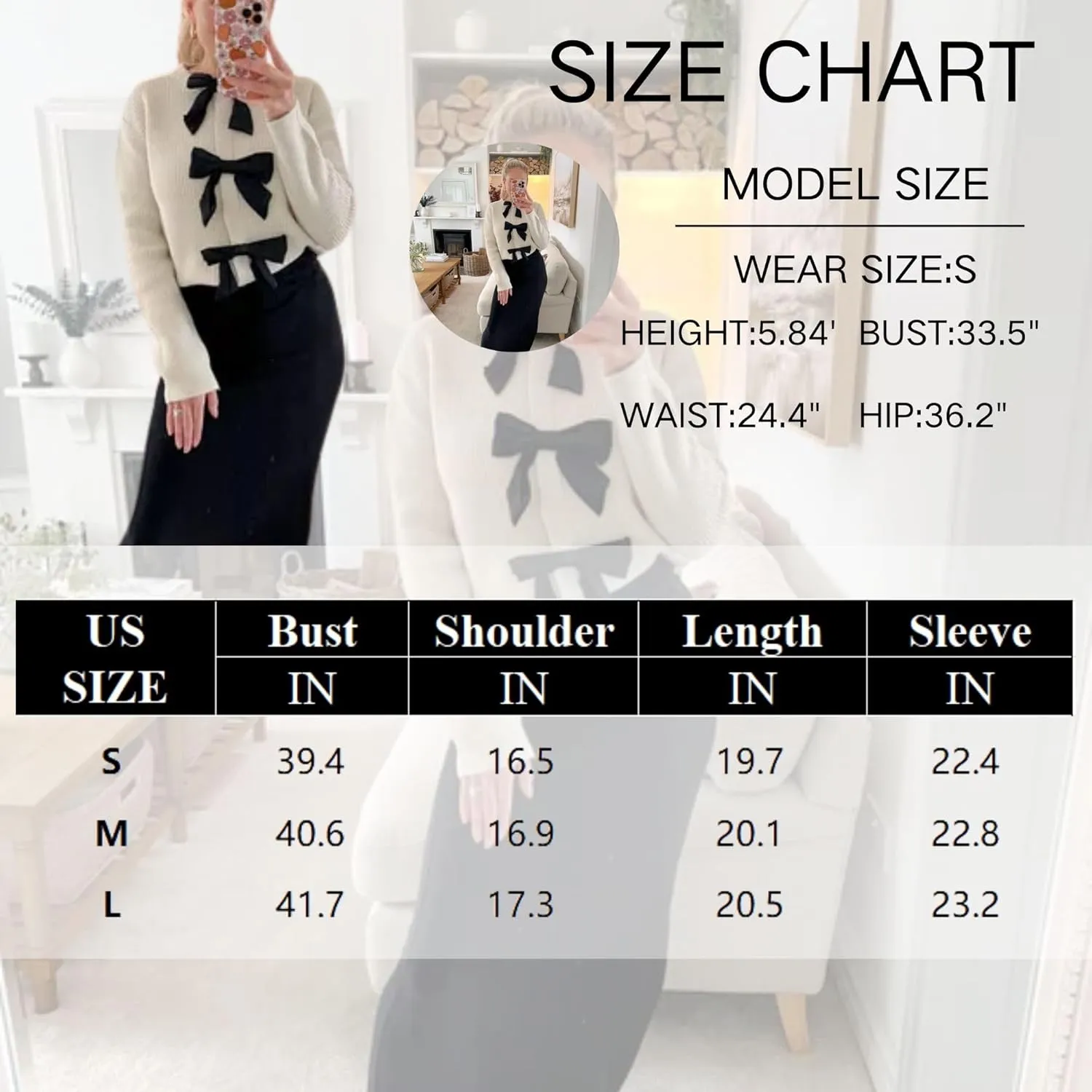 Chevara Womens Bow Tie Knitted Cardigan Y2K Long Sleeve Crew Neck Fall Sweater