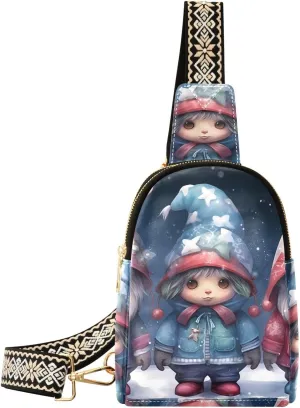 Christmas Gnome Sling Bag for Women Fanny Packs for Women Small Leather Fanny Pack Crossbody Bags Fashion Waist Packs Chest Bag for Travel 21341363