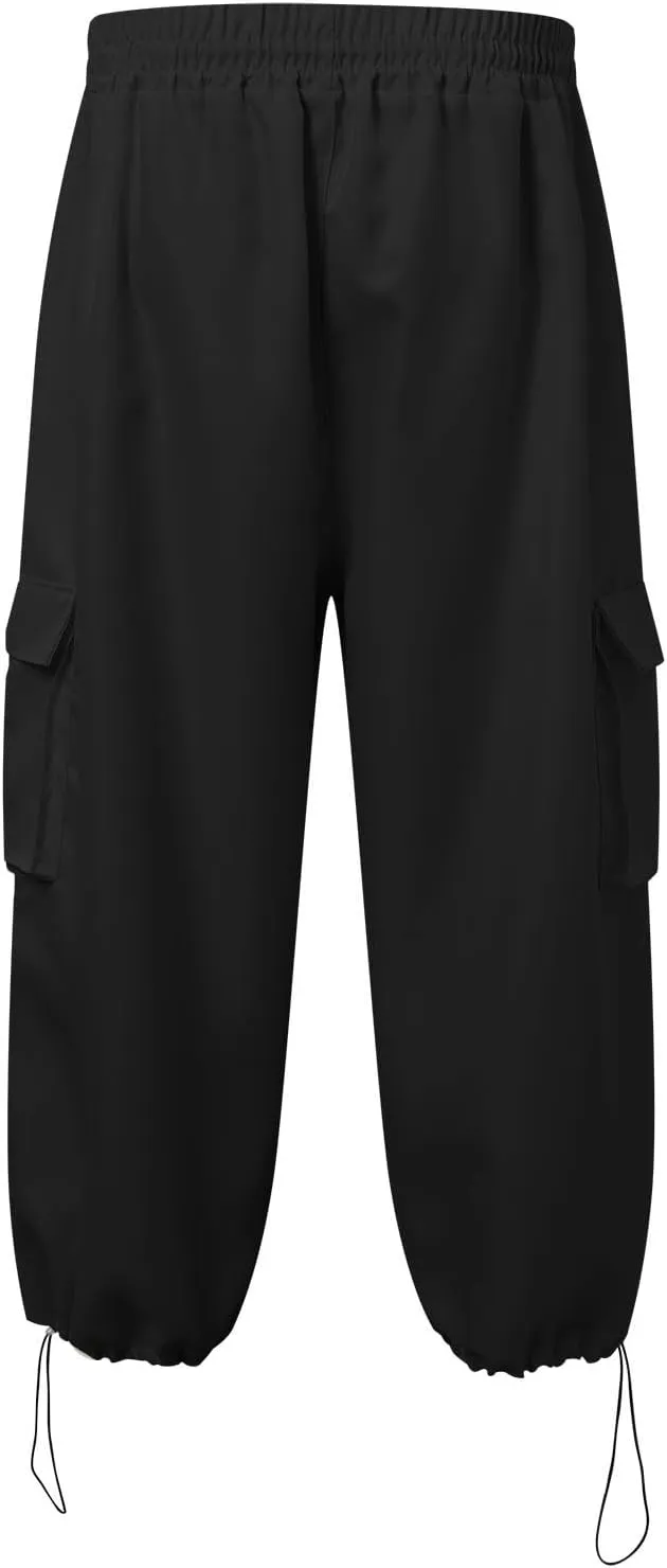 Compression Trousers Men Pajama Baggy Tactical Elastic Waist Riding Thermal Athletic Football with Pockets Cargo