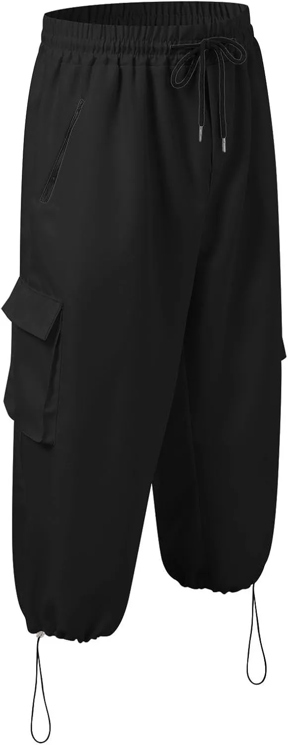 Compression Trousers Men Pajama Baggy Tactical Elastic Waist Riding Thermal Athletic Football with Pockets Cargo