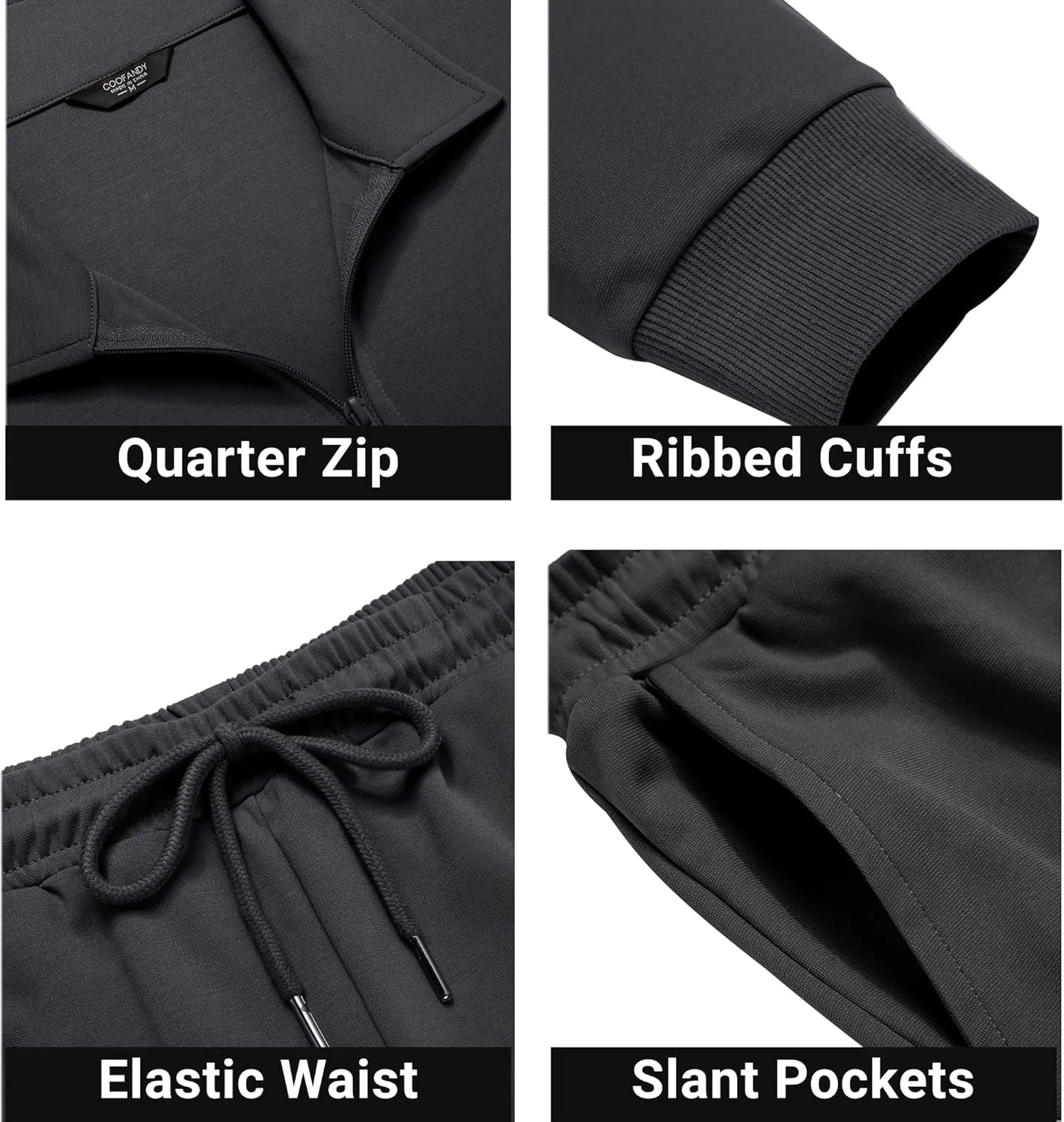 COOFANDY Men's Tracksuit 2 Piece Quarter Zip Polo Athletic Sweatsuits Casual Running Jogging Sport Suit Sets